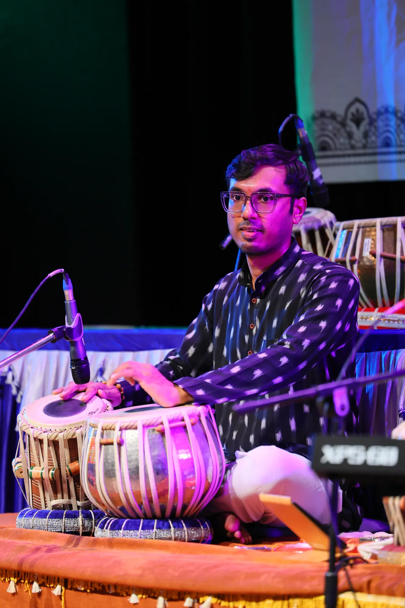 Kaushik Bhat during a tabla solo performance at a classical concert